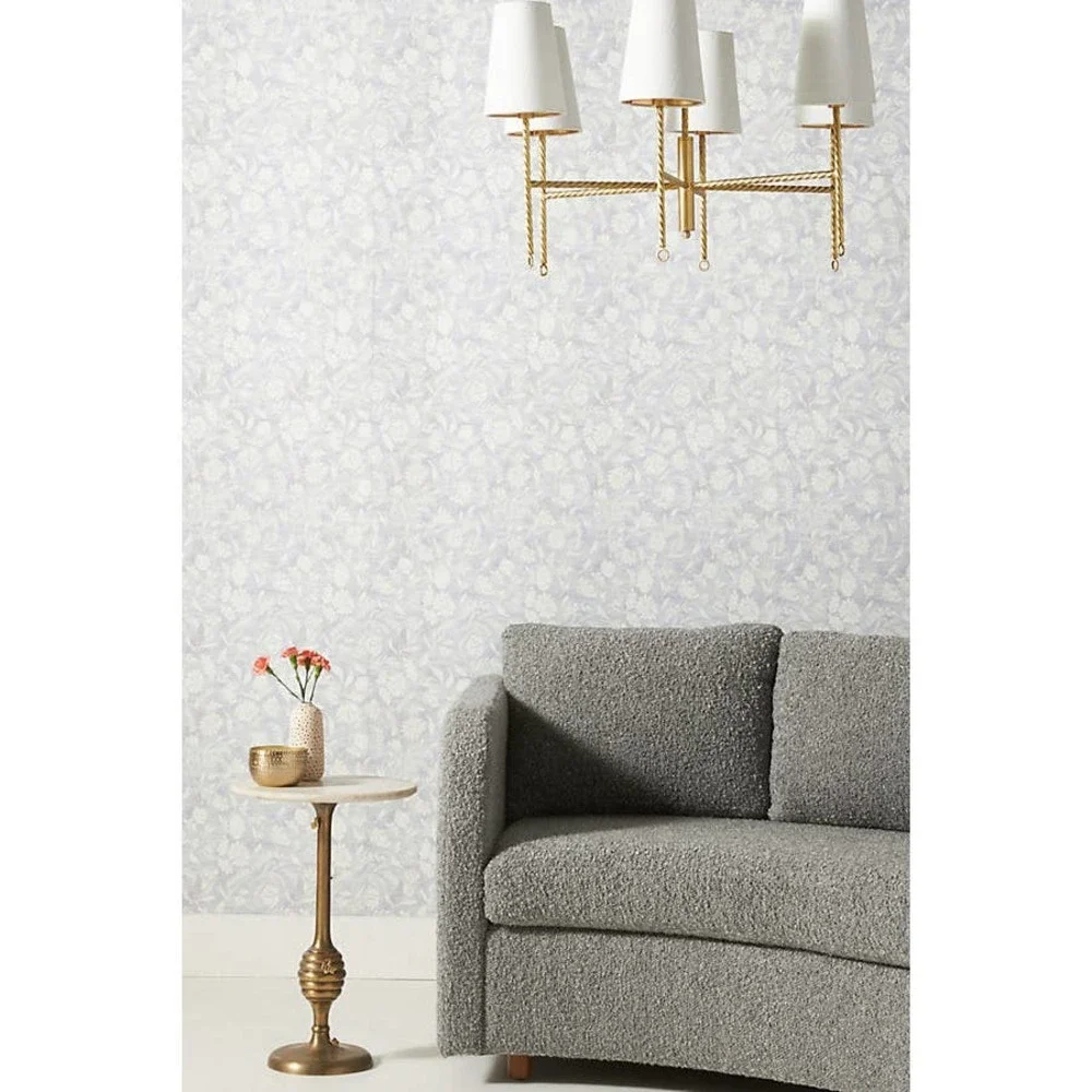 Anthropologie Kye Wallpaper YORK Wallcoverings Grey Flowers 2 Rolls